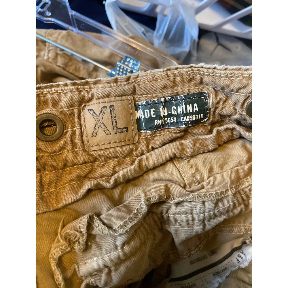 Abercrombie & Fitch Adirondack Cargo Pants Mens XL Tan Khaki Ankle Zip Cotton